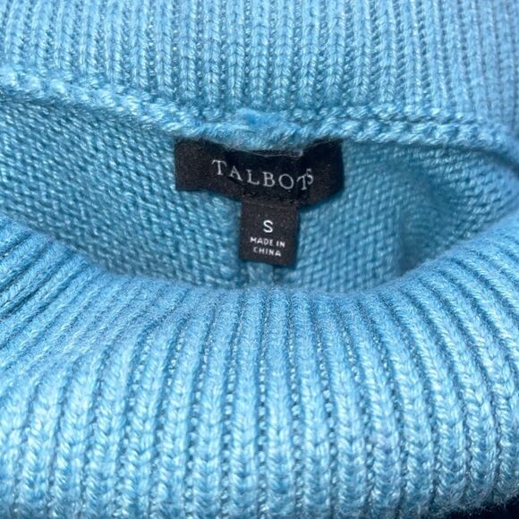 Talbots Blue Cape Poncho Sweater Small Like New Pullover turtle neck ￼ - Picture 5 of 6
